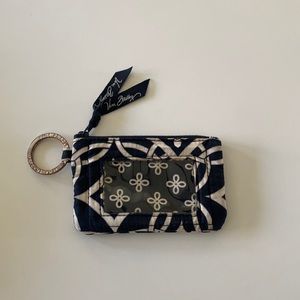 Vera Bradley Zip ID Coin Purse-Black & White Twill Design